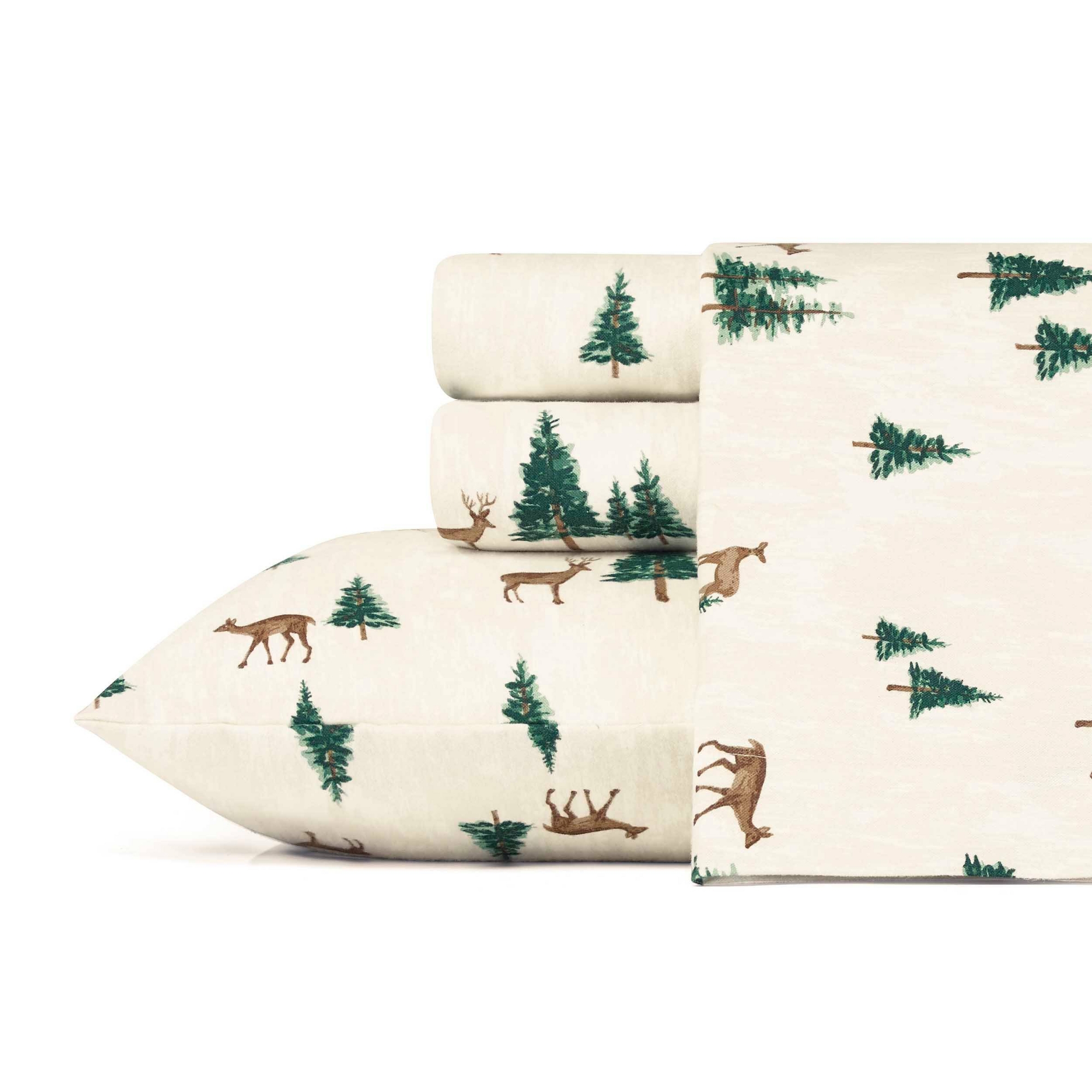 King Patterned Flannel Sheet Set Deer Hollow - Eddie Bauer