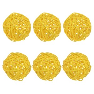 Unique Bargains Wicker Rattan Decorative DIY Crafts Balls 6 Pcs - 1 of 4
