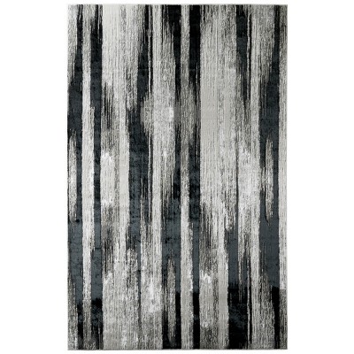Micah Modern Abstract Black/Silver/Gray Area Rug
