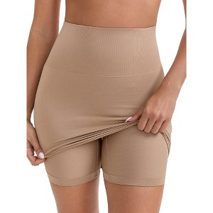 INSPIRE CHIC Women's Leggings Butt-Lifting Tummy Control High-Waisted Above Knee Tight Half Slip - 1 of 4
