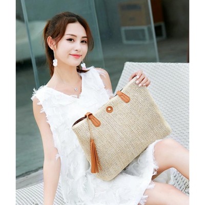 BEAFUP Large Straw Bags for Women Straw Travel Beach Totes Bag Shoulder Bag Woven Summer Tote Hobo Bag Handmade Shoulder Bag Handbag