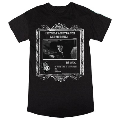 Beetlejuice I Myself Am Strange and Unusual Women's Black Heather Short Sleeve Sleep Shirt-Small