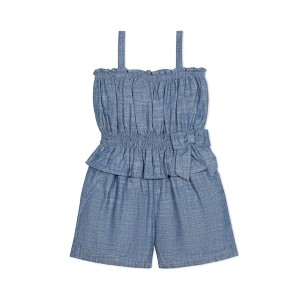 Hope & Henry Girls'  Sleeveless Smocked Waist Chambray Romper, Toddler - 1 of 4