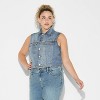 Women's Sleeveless Cropped Denim Trucker Vest - Wild Fable™ - 2 of 3