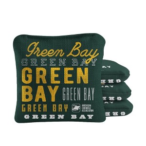 Skip's Garage | Gameday Green Bay Football Synergy Pro Green Cornhole Bags (Set of 4) - 1 of 4