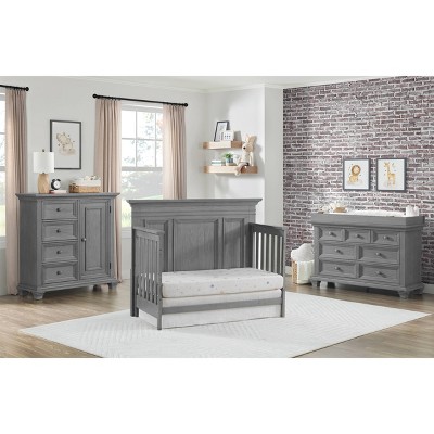 Dusk Gray Solid Wood 4-in-1 Convertible Crib
