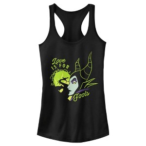 Juniors Womens Sleeping Beauty Maleficent Love Is For Fools Racerback Tank Top - 1 of 4