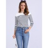 INSPIRE CHIC Women's Color Block Round Neck Long Sleeves Striped Basic T-Shirt - 4 of 4