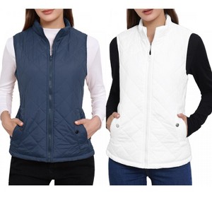 INSPIRE CHIC Women's Stand Collar Lightweight Gilet Quilted Zip Vest 2 Packs - 1 of 4