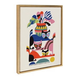 Kate and Laurel Sylvie 3 Cats Framed Canvas by Rachel Lee of My Dream Wall - 1 of 4