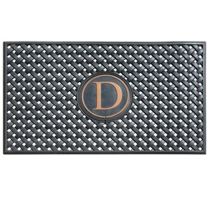 A1HC Natural Rubber Large Monogrammed Door Mat 24" x 39" Scrapes Shoes Clean of Dirt & Grime Doormat - 1 of 4