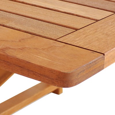 Sunnydaze Brown Meranti Wood Folding Balcony Table