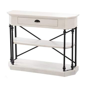 Clipped Corner Console Table with 2 Shelves and Center Drawer White - Stylecraft