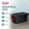 Sterilite 40 Gallon Wheeled Industrial Tote, Stackable Storage Bin with Latch Lid, Plastic Container with Heavy Duty Latches, Black - image 3 of 4