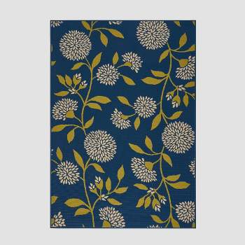 Viola Floral Outdoor Rug Blue/Green - Christopher Knight Home