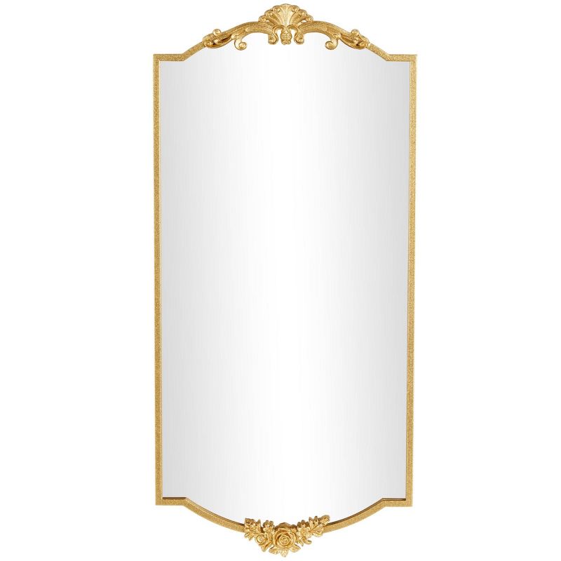 Olivia &#38; May 42&#34;x20&#34; Metal Floral Wall Mirror with Floral Embellishments Gold, 1 of 8