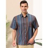 Lars Amadeus Men's Summer Hawaiian Short Sleeve Button Down Striped Shirts - 2 of 4