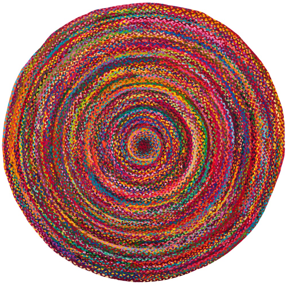 Red Swirl Woven Round Accent Rug 3'