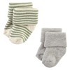 Hudson Baby Infant Boy Cotton Rich Newborn and Terry Socks, Blue Sage Stripe - image 3 of 4