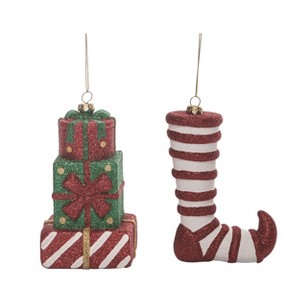 Transpac Plastic Striped Gift/Stocking Set of 2 Christmas Home Decorations - 1 of 1