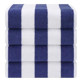 American Soft Linen Beach Towel, 100% Cotton Cabana Striped Beach Towel, 30 in by 60 in Soft Absorbent Beach Pool Towel