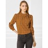 INSPIRE CHIC Women's Bow Tie Neck Keyhole Back Grid Checks Office Work Blouses - 3 of 4