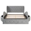 Polibi Queen Size Upholstered Velvet Platform Bed with Wingback Headboard, Tufted Design & Multi-Storage - 3 of 4