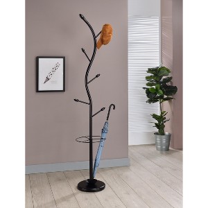 Kings Brand Furniture - Kubin Metal 6-Hook Coat & Hat Rack with Umbrella Stand - 1 of 2