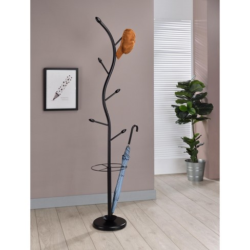 Kings Brand Furniture - Kubin Metal 6-Hook Coat & Hat Rack with Umbrella Stand - image 1 of 2