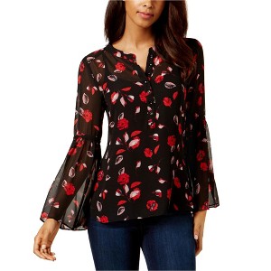Kensie Womens High Low Floral Knit Blouse - 1 of 1