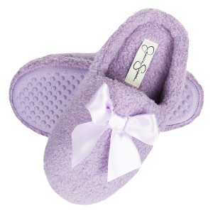 Jessica Simpson Girl's Slip-On Faux Shearling Clog Slippers with Satin Bow - 1 of 4