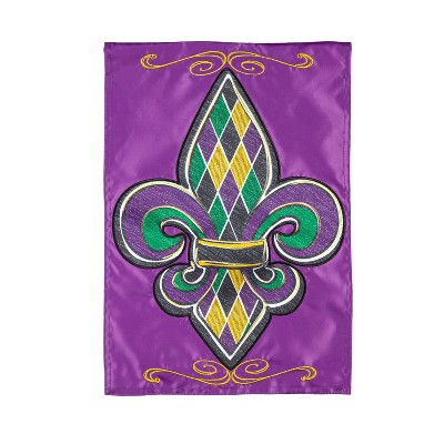 Evergreen Fleur de Lis Applique Garden Flag 12 x 18 Inches Indoor Outdoor Decor