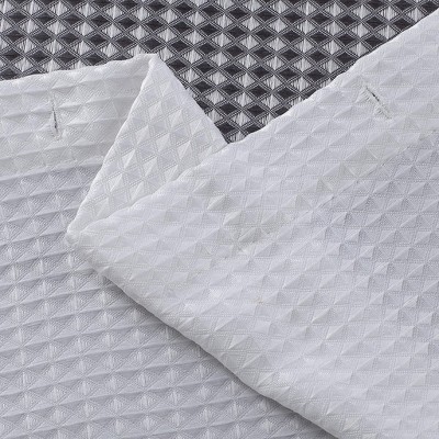 Gray and White Ombre Waffle Weave Fabric Shower Curtain
