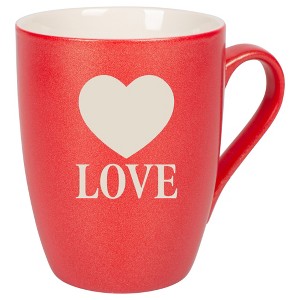 100 North Heart 10 Ounce Crimson Red Metallic Finish, Comfortably Fits Your Hands, New Bone China Coffee Tea Cup Mug, Love - 1 of 1