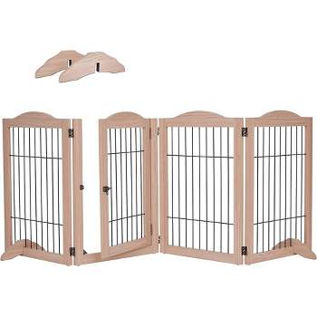 Arf Pets 30.5" Tall Freestanding 4-Panel Folding Dog Gate - Walnut