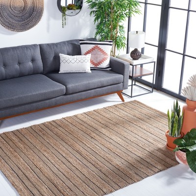 Handmade Black and Natural Cotton Jute 5' x 8' Area Rug