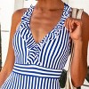 Women's V Neck One Piece Swimsuit Ruffled Back Cross Swimwear-Cupshe - Blue/White - 3 of 4