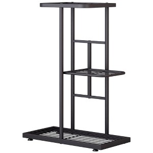 3-Tier 4-Pot Metal Plant Stand: Heavy-Duty, Rust-Resistant & Multifunctional Storage Rack (Versatile for Courtyards/Gardens/Outdoor Use) - 1 of 4