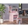 Hitow Makeup Table Set Vanity Table with Stool and Round Mirror Ring LED Strip Lights - 3 of 4