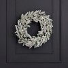 Christmas Royal Oaks Flocked Fir 24in Wreath, Pre-Lit 40 Warm White LED Lights w/ 8 Functions, 110 PE/PVC Tips - image 2 of 4