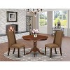3-Piece Mahogany Finish Solid Wood Top-Round Upholstered Dining Room Set-Seats 4 - 2 of 4
