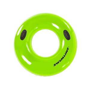 Swimline 36" Round Inflatable 1-Person Swimming Pool Inner Tube Ring Float with Handles - Green - 1 of 2