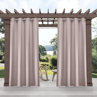EXCLUSIVE HOME Biscayne Indoor/Outdoor Two Tone Textured Grommet Top Curtain Panel Pair