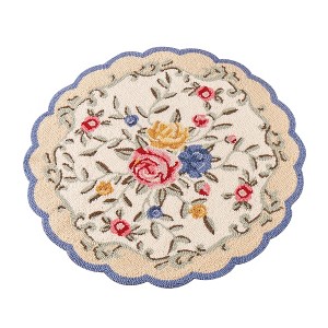 Collections Etc French Floral Hooked Scalloped Edge Accent Rug - 1 of 3