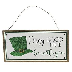 Saint Patricks 4.0 Inch Irish Hanging Sign Luck Clover Word Decor - 1 of 3