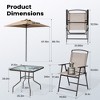 Pellebant 6 PCS Outdoor Patio Dinning Set with 4 Folding Chairs, Glass Table Umbrella without Base - 3 of 4