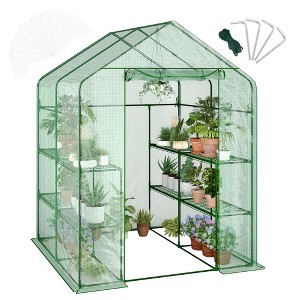 Portable 4.7x4.7x6.4FT Greenhouse with 12 Wire Shelves, Thick PE Cover, Roll-up Zipper Door - Ideal for Seedlings and Flower Growth - 1 of 4
