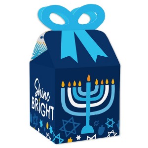 Big Dot of Happiness Hanukkah Menorah - Square Favor Gift Boxes - Chanukah Holiday Party Bow Boxes - Set of 12 - 1 of 4