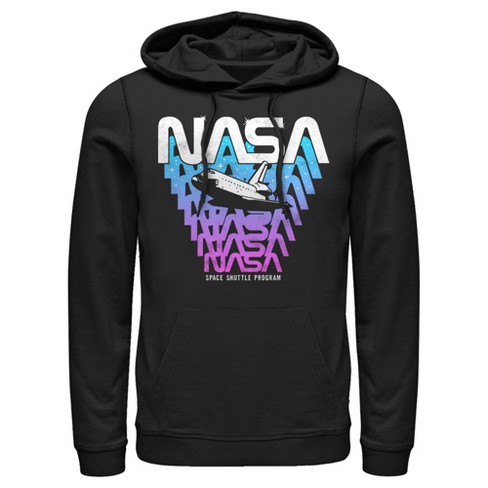 Men s NASA Logo Fade Away Pull Over Hoodie Black Medium