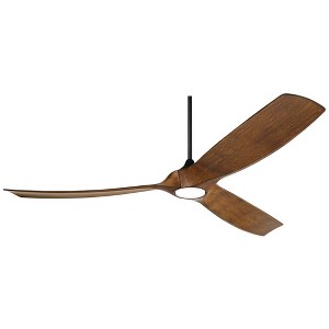Casa Vieja 70" Kona Wind Black-Koa Large Modern Indoor Ceiling Fan 3 Blade LED Light Remote Control Black Motor Bedroom Living Room Dimmable Downrod - 1 of 4
